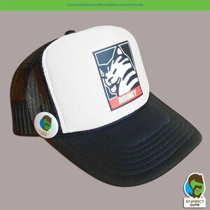 Disobey Cat Shepard Fairey Obey Parody Foam Trucker Snapback Hat BLACK/WHITE